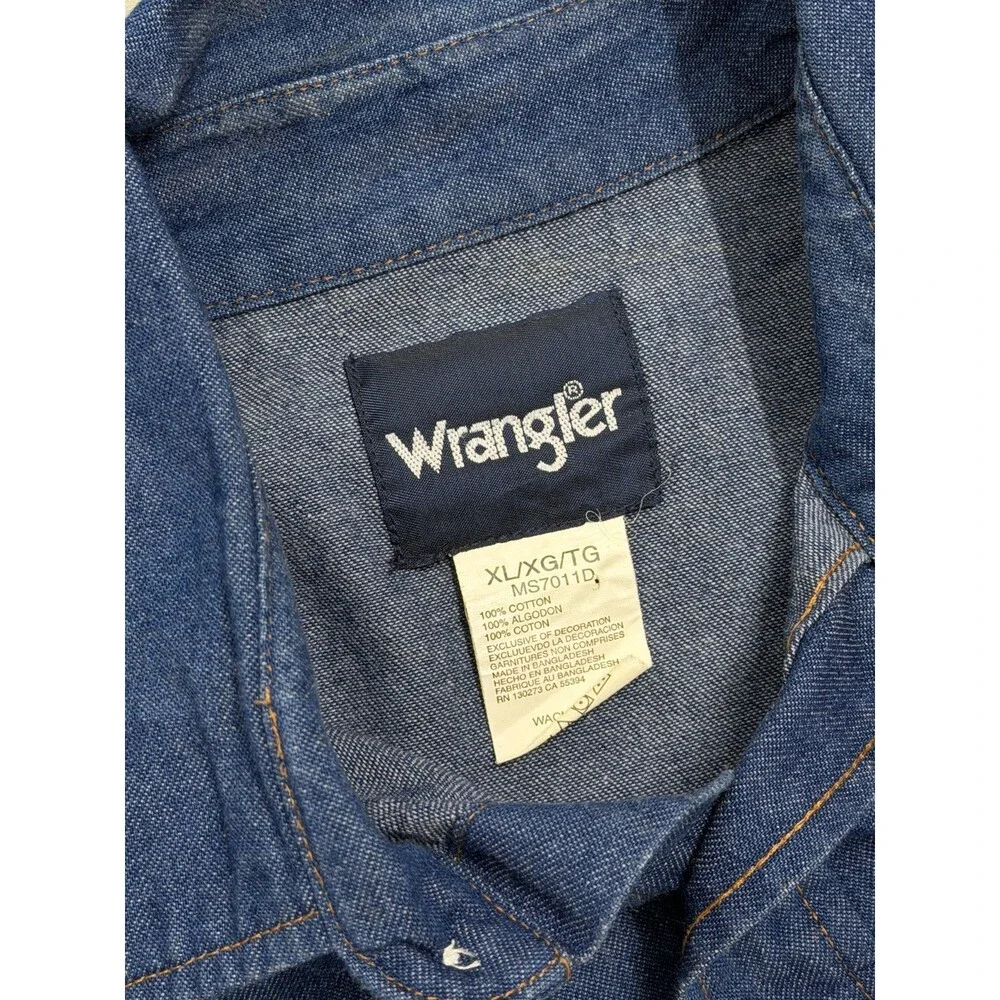 Wrangler Pearl Snap Denim button up T Shirt Size XL
